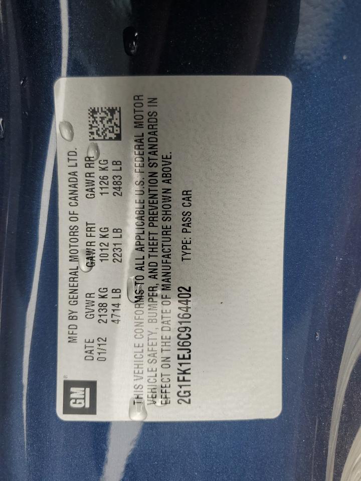 2012 Chevrolet Camaro 2Ss VIN: 2G1FK1EJ6C9164402 Lot: 64584524