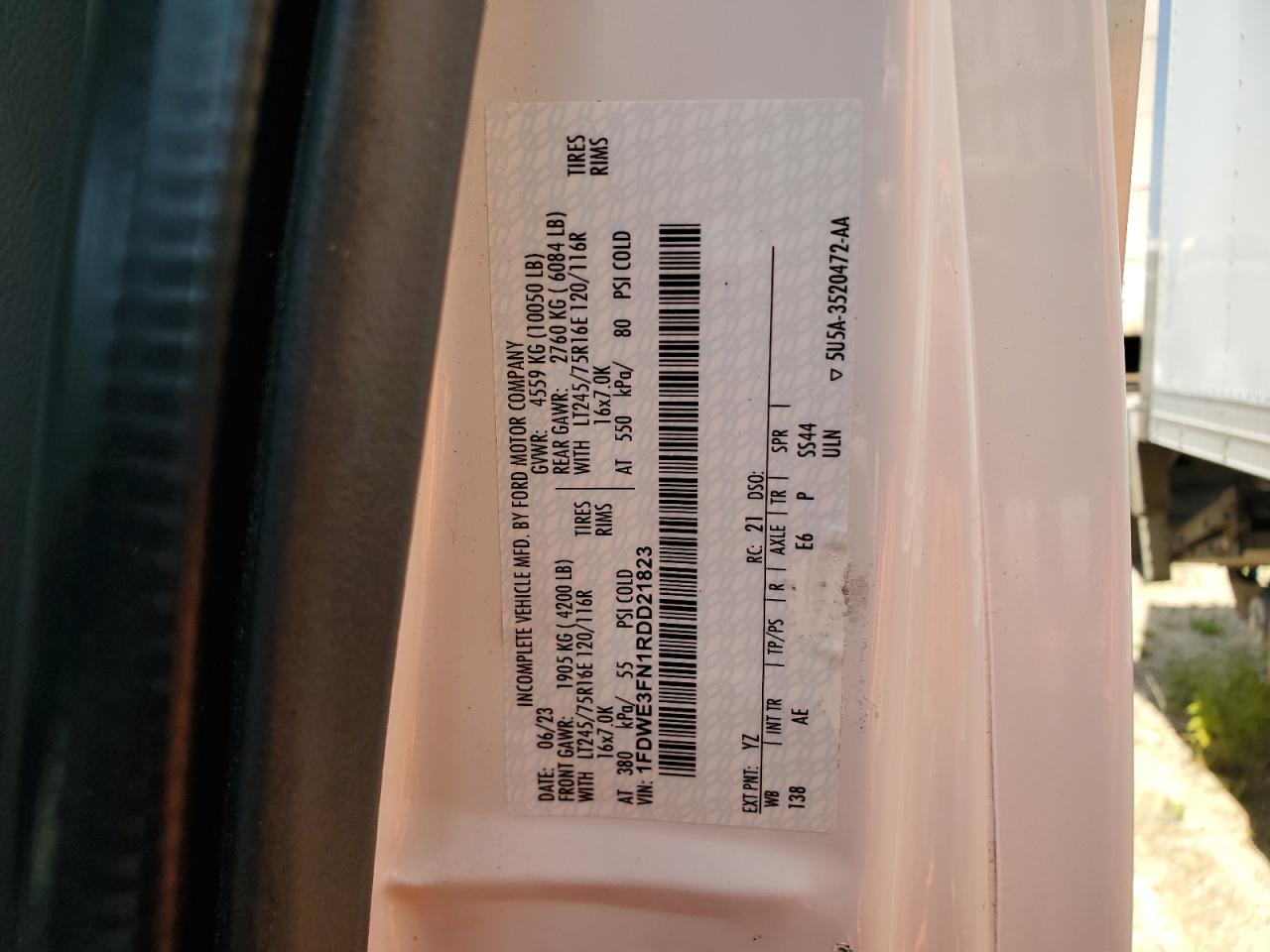 2024 Ford Econoline E350 Super Duty Cutaway Van VIN: 1FDWE3FN1RDD21823 Lot: 61217734