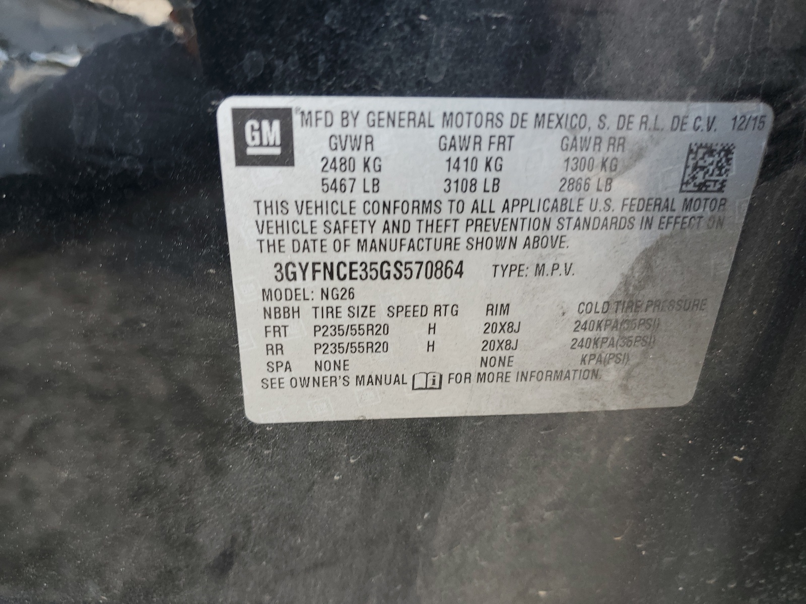 3GYFNCE35GS570864 2016 Cadillac Srx Performance Collection