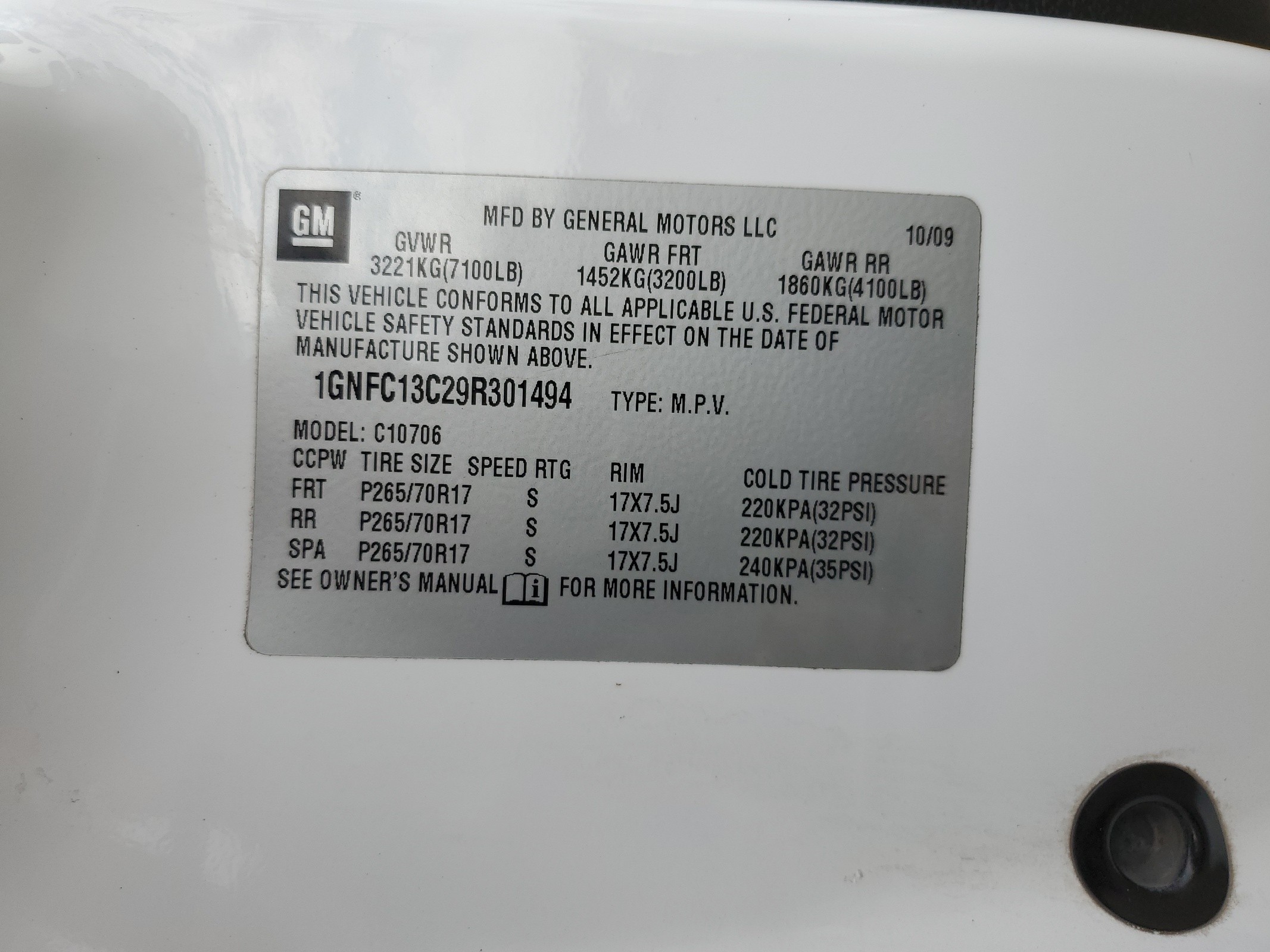 1GNFC13C29R301494 2009 Chevrolet Tahoe C1500 Ls