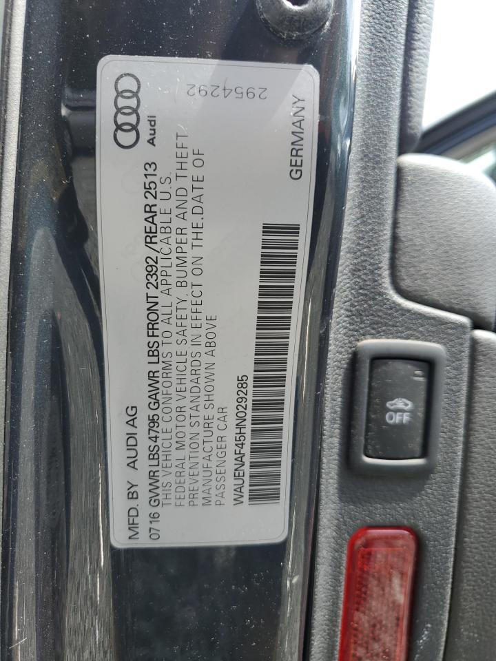 2017 Audi A4 Premium Plus VIN: WAUENAF45HN029285 Lot: 62946464