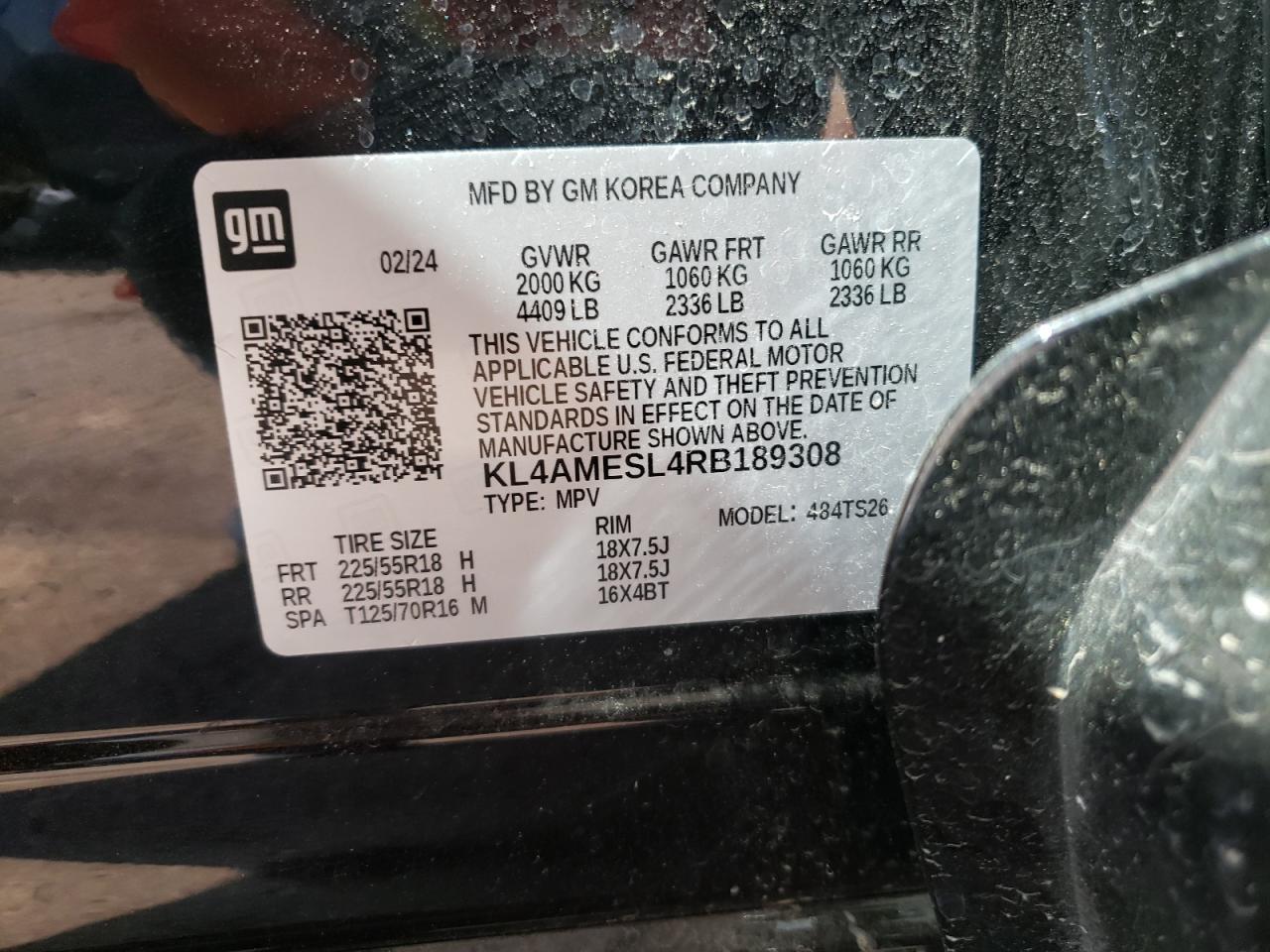 2024 Buick Encore Gx Sport Touring VIN: KL4AMESL4RB189308 Lot: 64995164