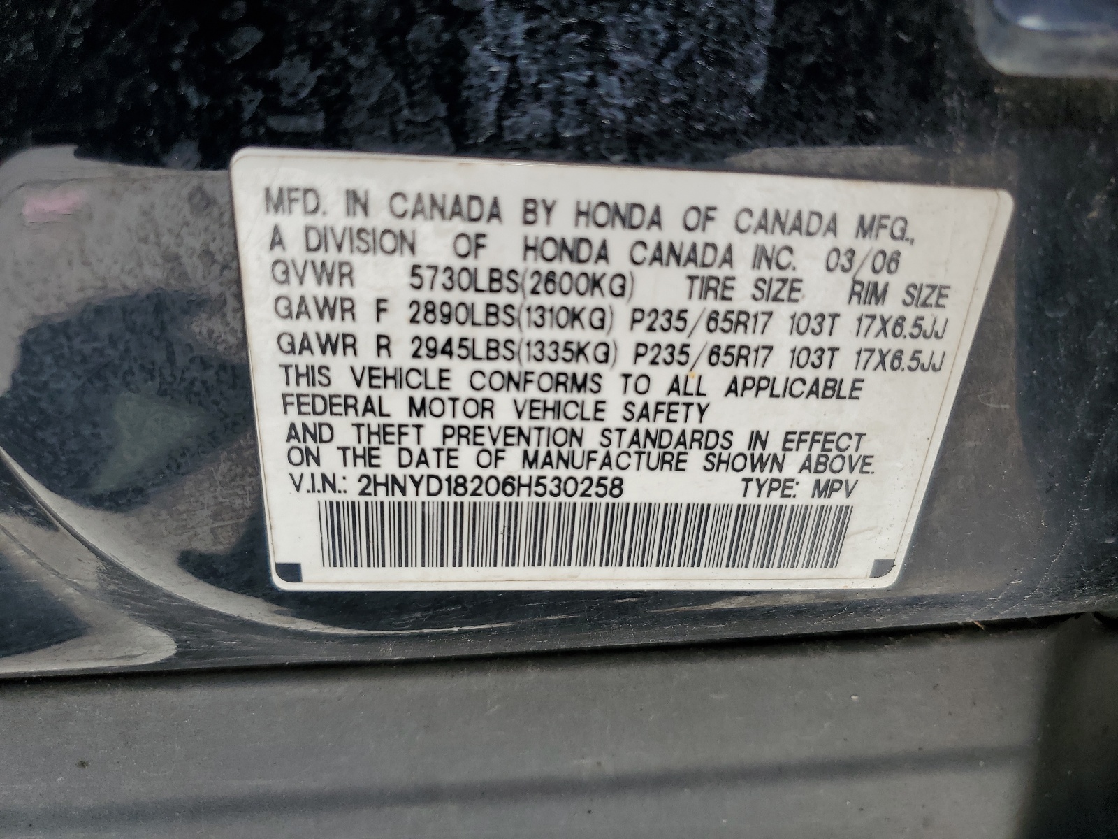 2HNYD18206H530258 2006 Acura Mdx