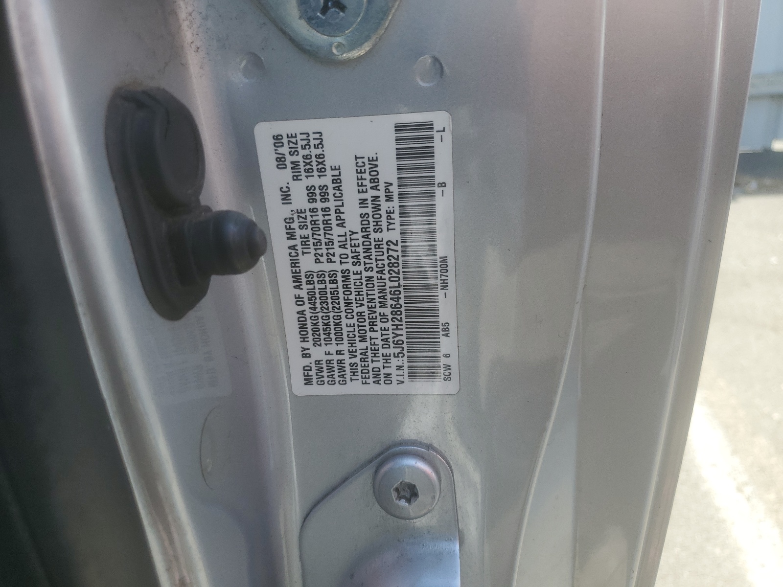 5J6YH28646L028272 2006 Honda Element Ex