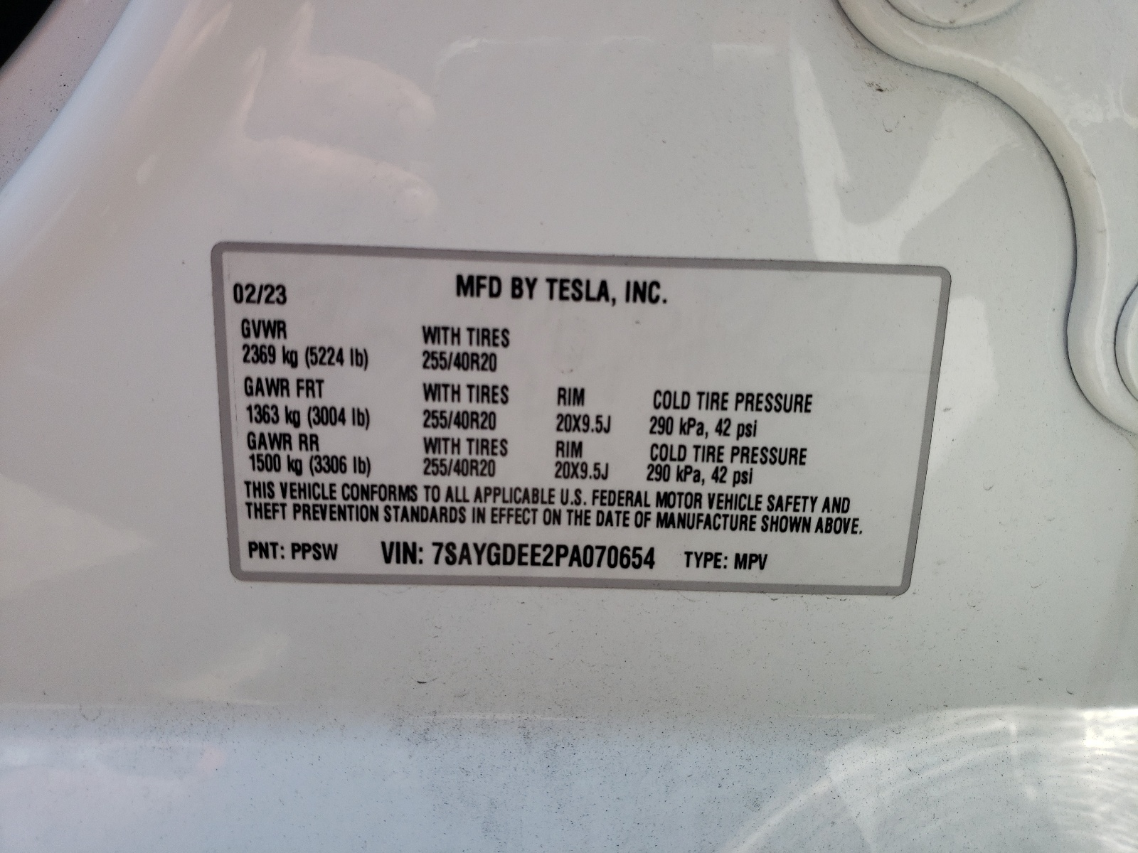 7SAYGDEE2PA070654 2023 Tesla Model Y