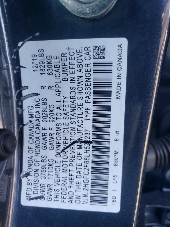 2020 Honda Civic Lx VIN: 2HGFC2F66LH522237 Lot: 61815744