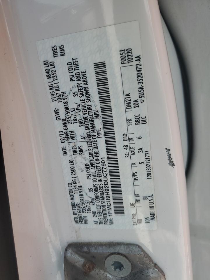 2013 Ford Escape Sel VIN: 1FMCU9H92DUC77901 Lot: 64839054