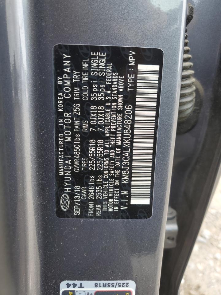 2019 Hyundai Tucson Limited VIN: KM8J3CALXKU848206 Lot: 62587894