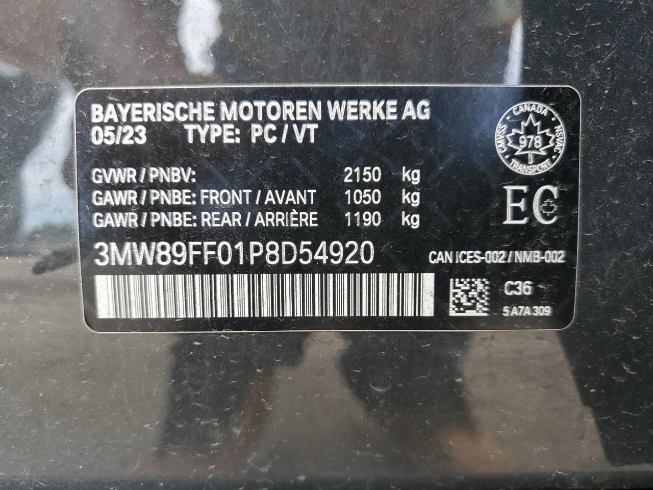 3MW89FF01P8D54920 2023 BMW 330Xi