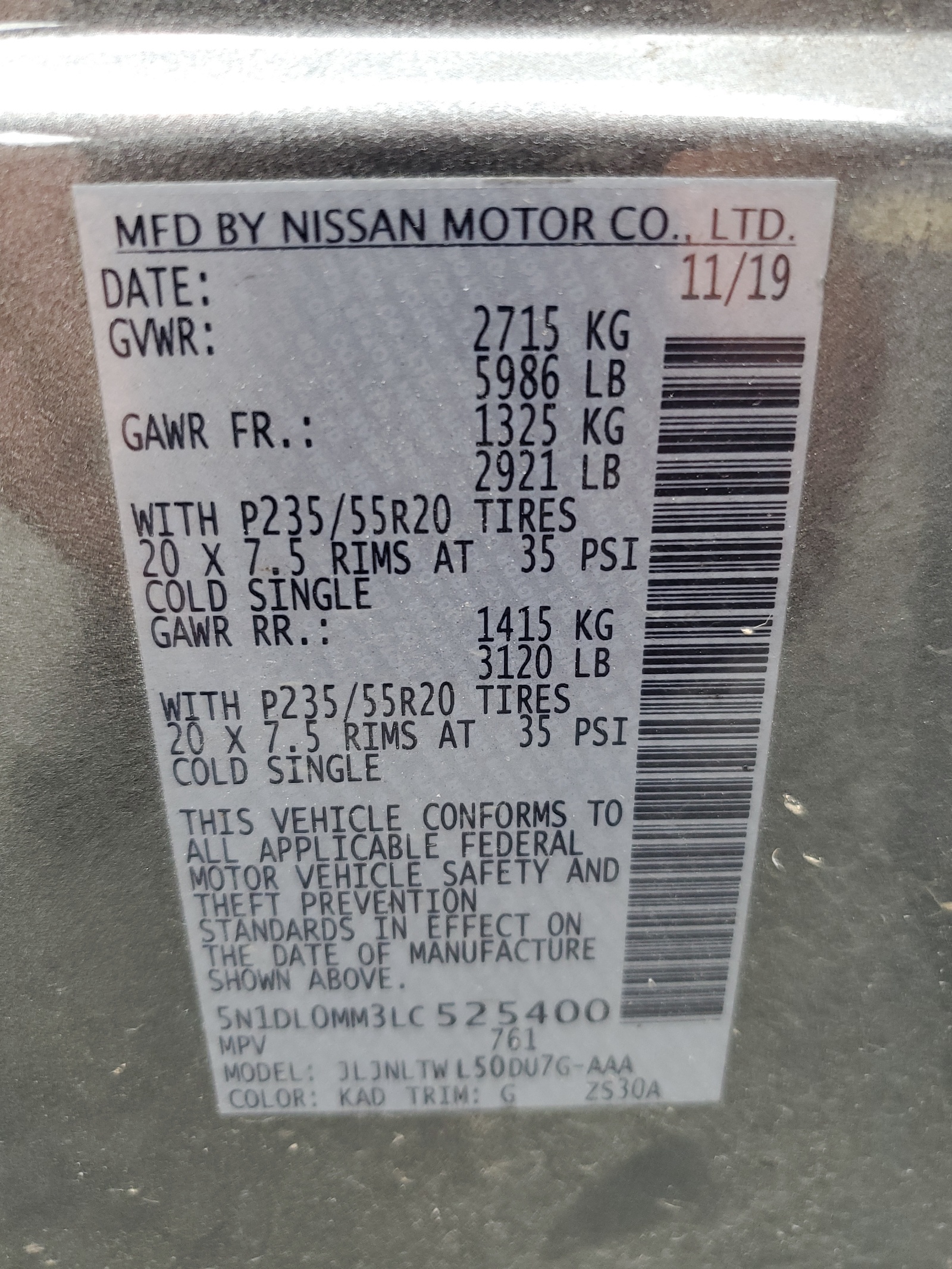 5N1DL0MM3LC525400 2020 Infiniti Qx60 Luxe