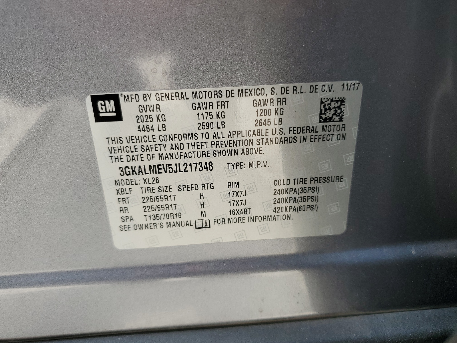 3GKALMEV5JL217348 2018 GMC Terrain Sle