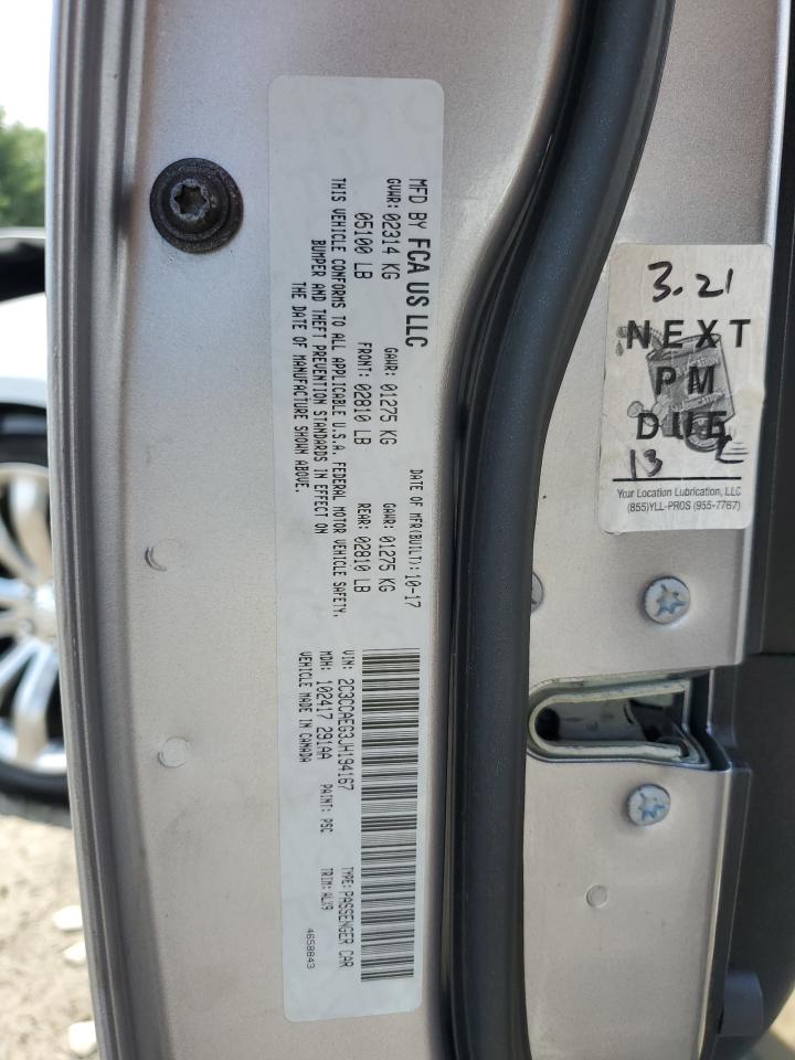 2018 Chrysler 300 Limited VIN: 2C3CCAEG3JH194167 Lot: 63800054