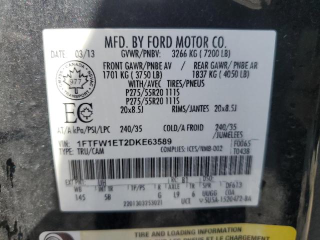 1FTFW1ET2DKE63589 | 2013 Ford f150 supercrew