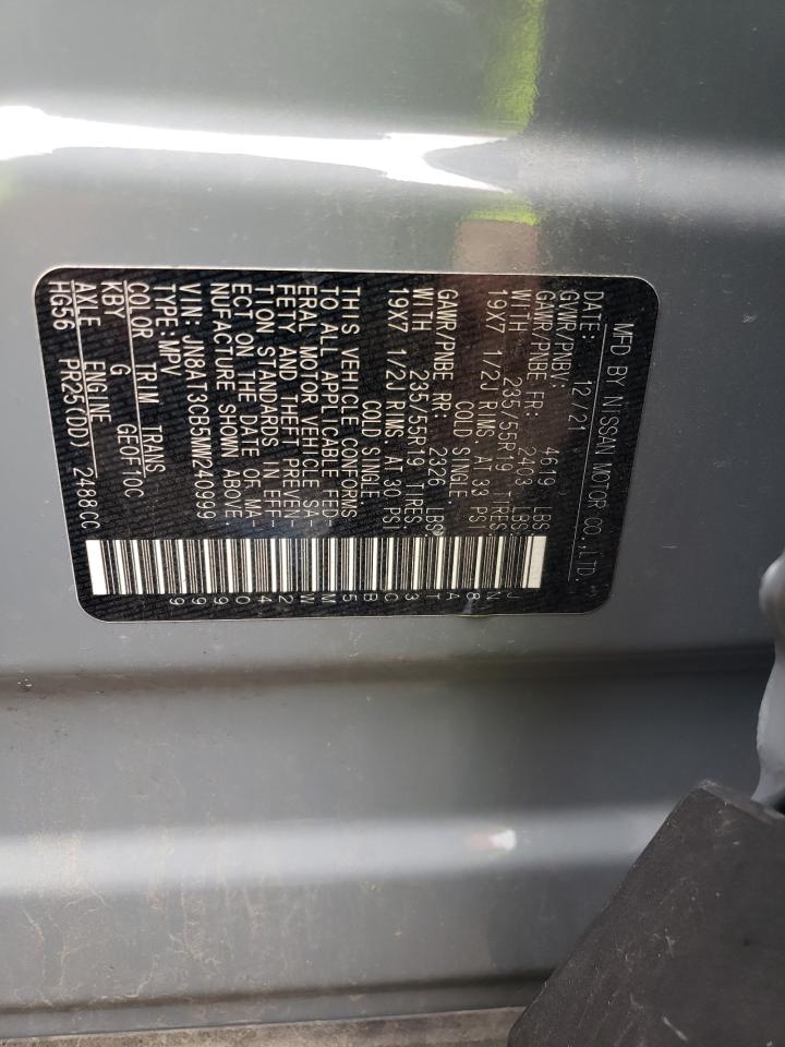 2021 Nissan Rogue Sl VIN: JN8AT3CB5MW240999 Lot: 62023914