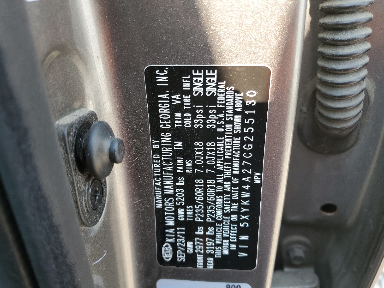 5XYKW4A27CG255130 2012 Kia Sorento Sx