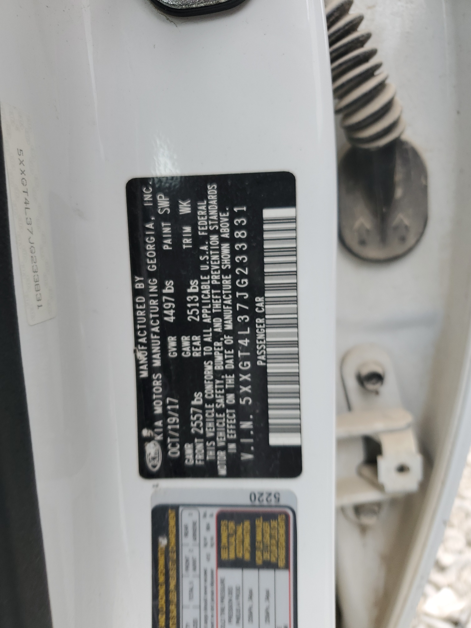 5XXGT4L37JG233831 2018 Kia Optima Lx