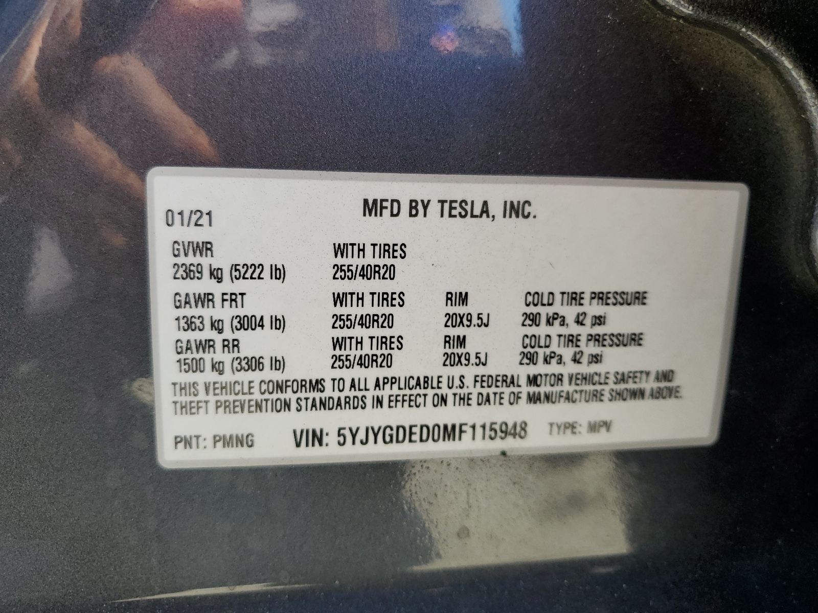 5YJYGDED0MF115948 2021 Tesla Model Y