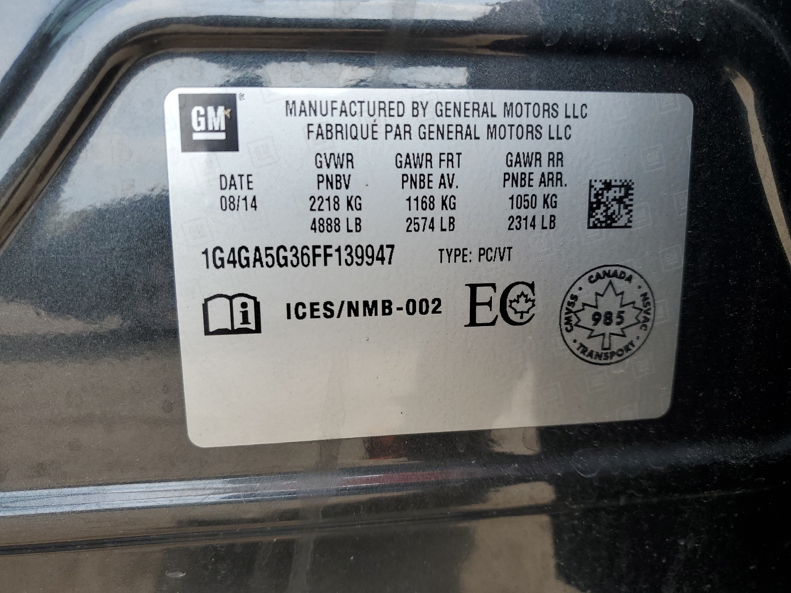 1G4GA5G36FF139947 2015 Buick Lacrosse