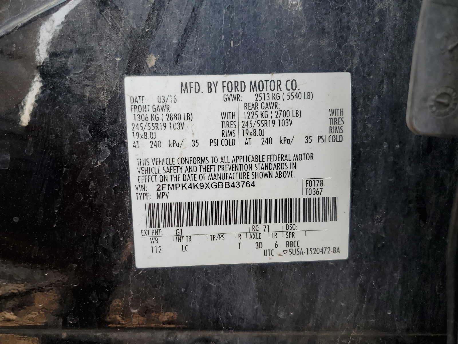 2FMPK4K9XGBB43764 2016 Ford Edge Titanium