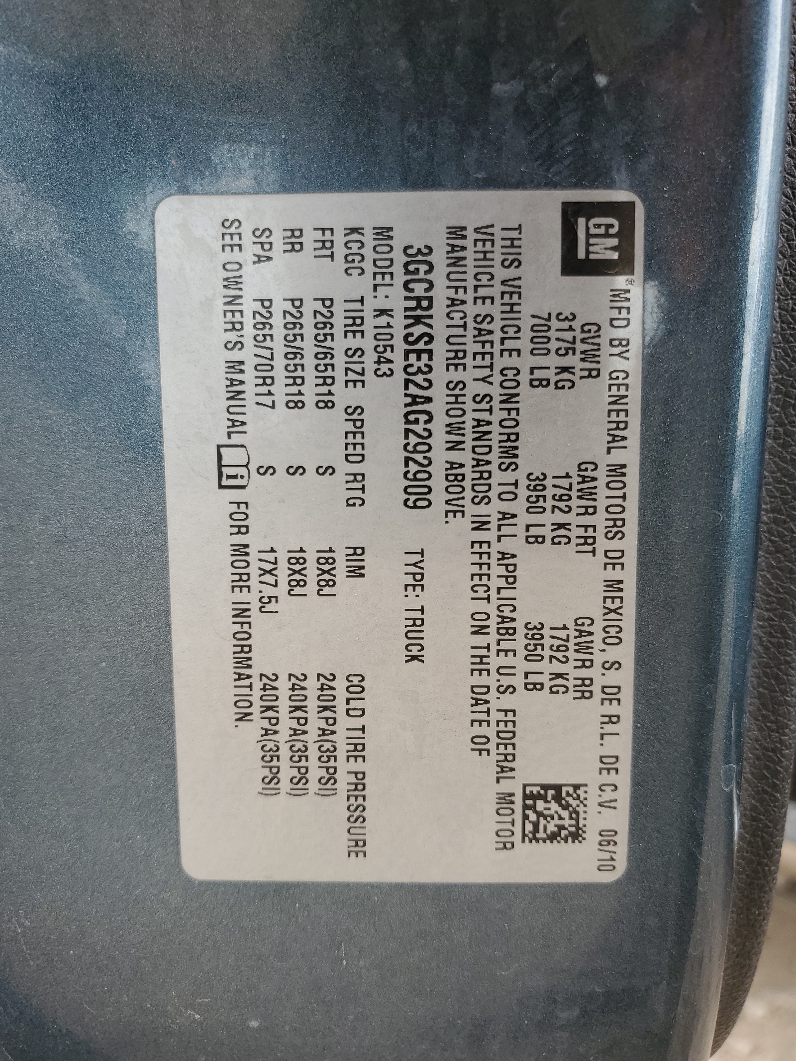 3GCRKSE32AG292909 2010 Chevrolet Silverado K1500 Lt