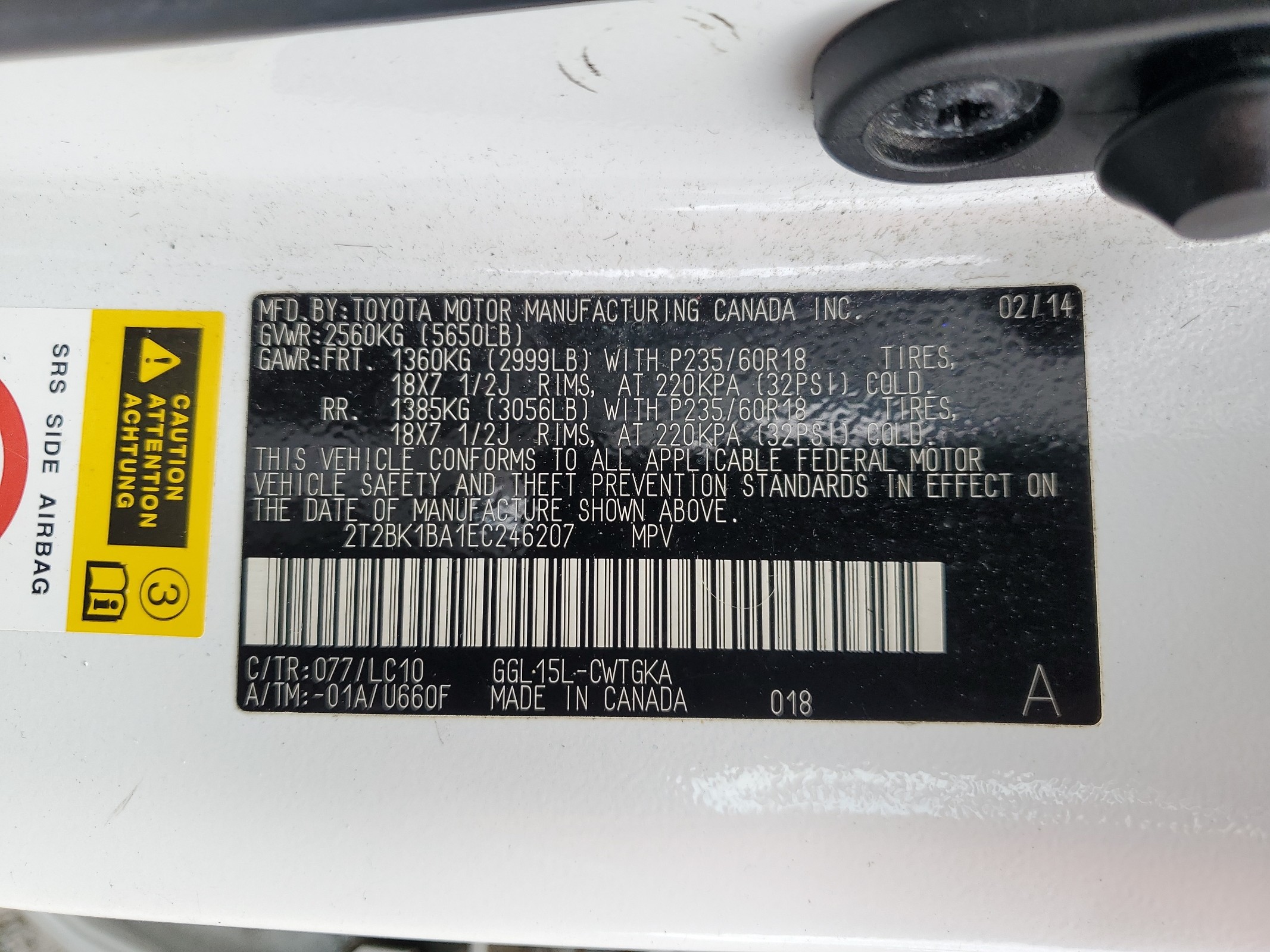 2T2BK1BA1EC246207 2014 Lexus Rx 350 Base