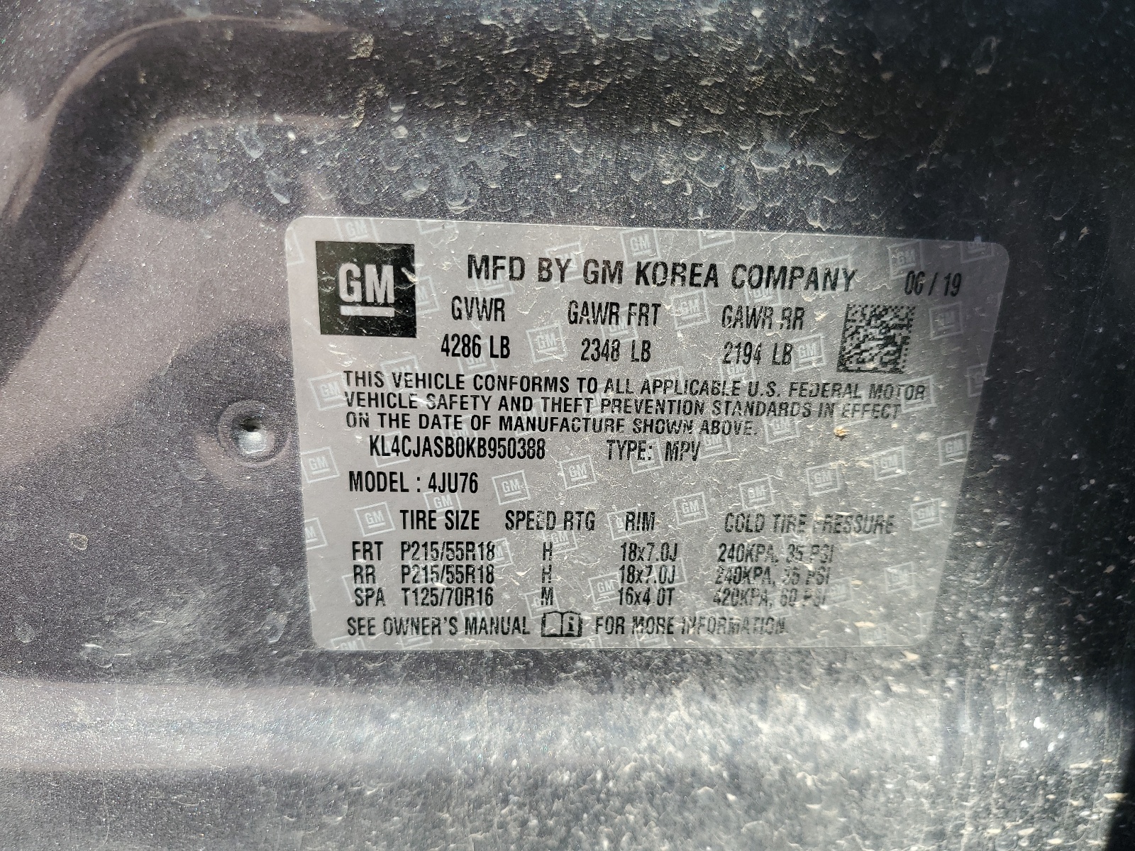 KL4CJASB0KB950388 2019 Buick Encore Preferred