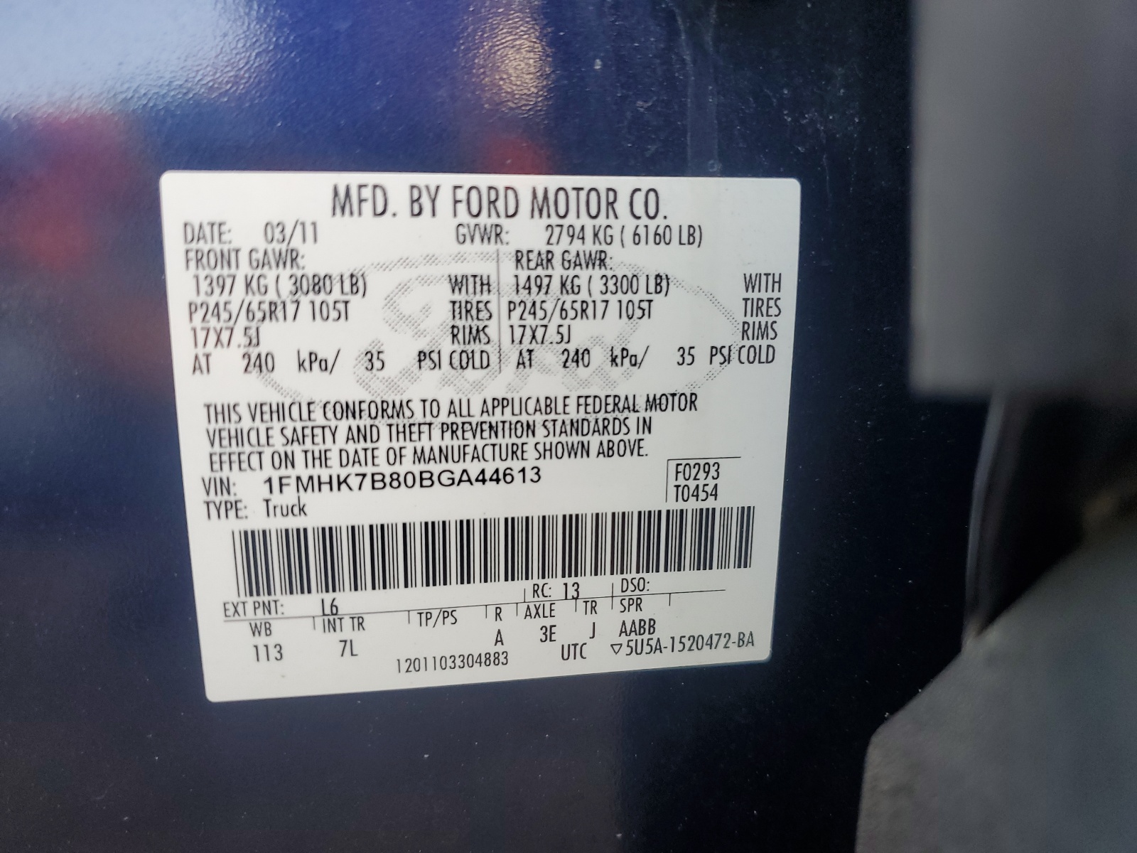 1FMHK7B80BGA44613 2011 Ford Explorer