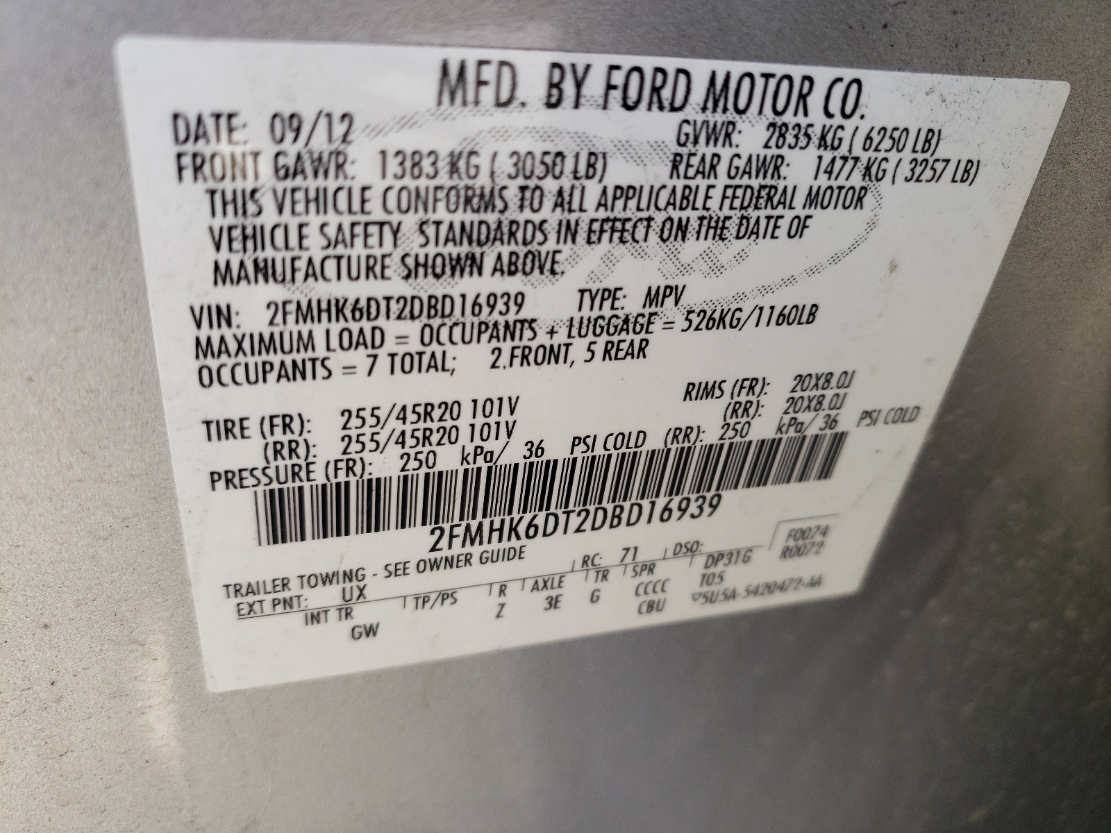 2FMHK6DT2DBD16939 2013 Ford Flex Limited