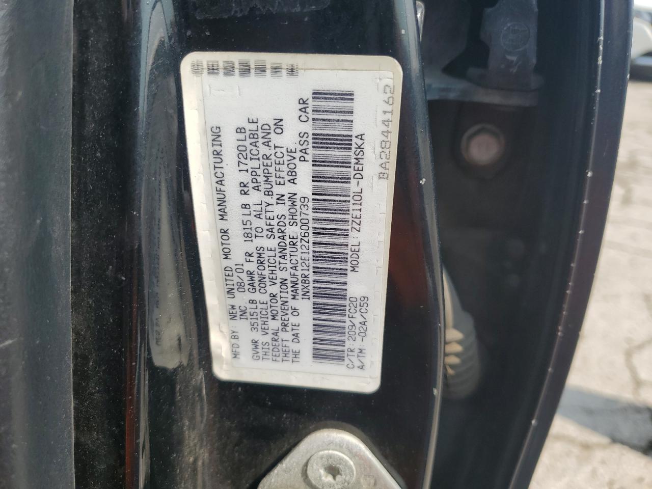 1NXBR12E12Z600739 2002 Toyota Corolla Ce