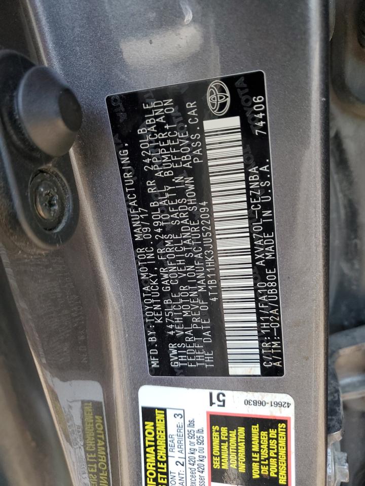 4T1B11HK3JU522094 2018 TOYOTA CAMRY - Image 12