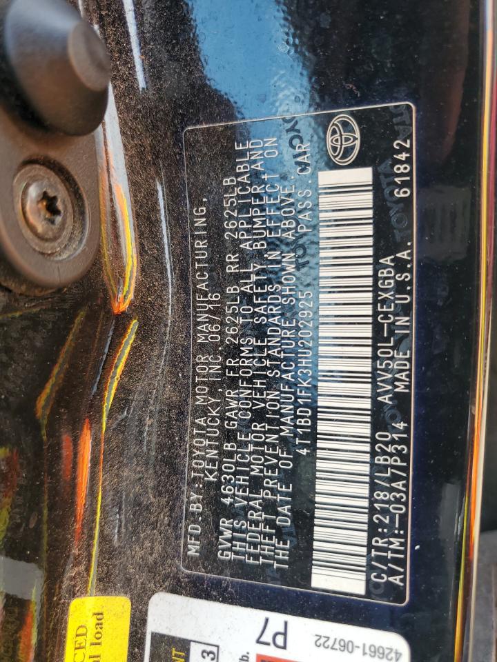 4T1BD1FK3HU202925 2017 TOYOTA CAMRY - Image 12