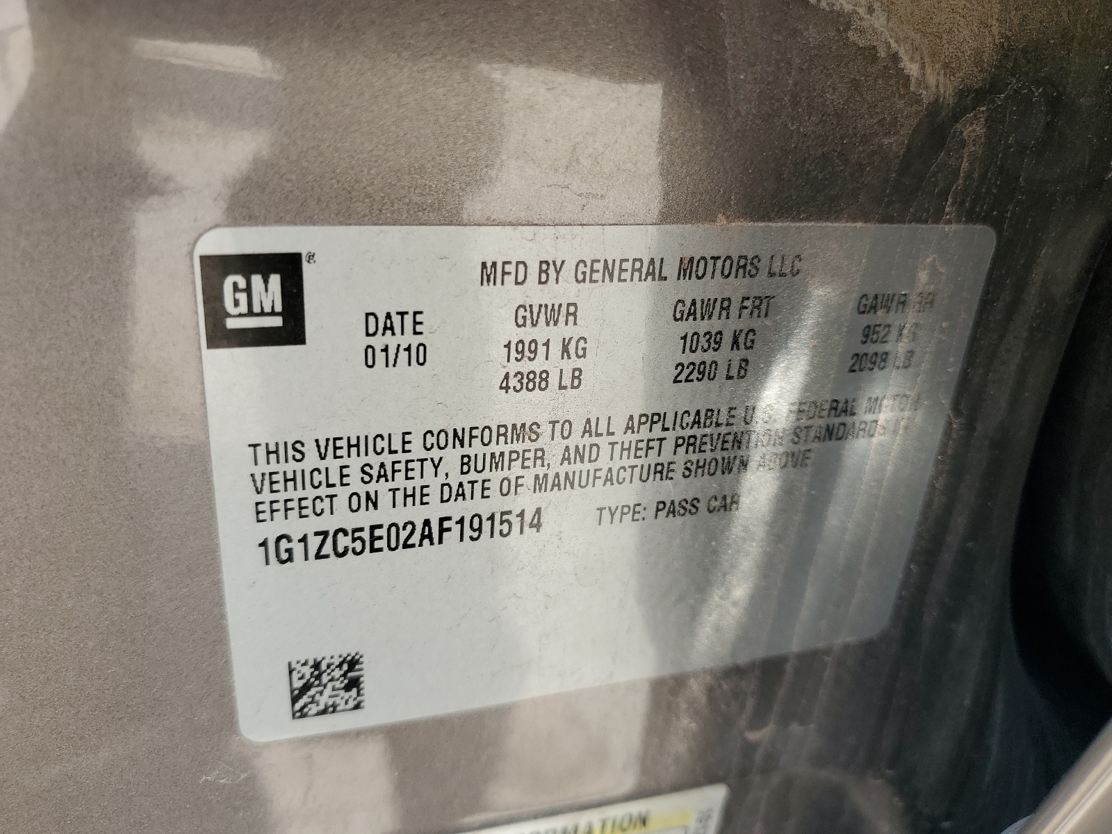 1G1ZC5E02AF191514 2010 Chevrolet Malibu 1Lt