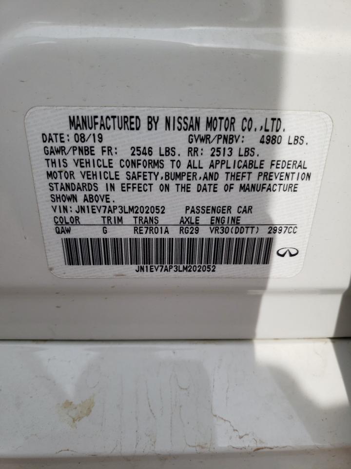 2020 Infiniti Q50 Pure VIN: JN1EV7AP3LM202052 Lot: 61612634