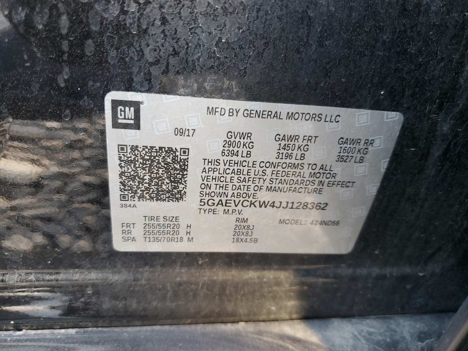 5GAEVCKW4JJ128362 2018 Buick Enclave Avenir