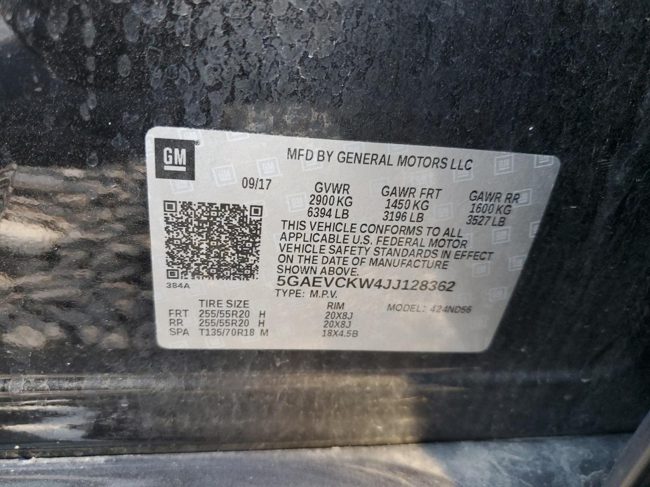 2018 Buick Enclave Avenir VIN: 5GAEVCKW4JJ128362 Lot: 63550704