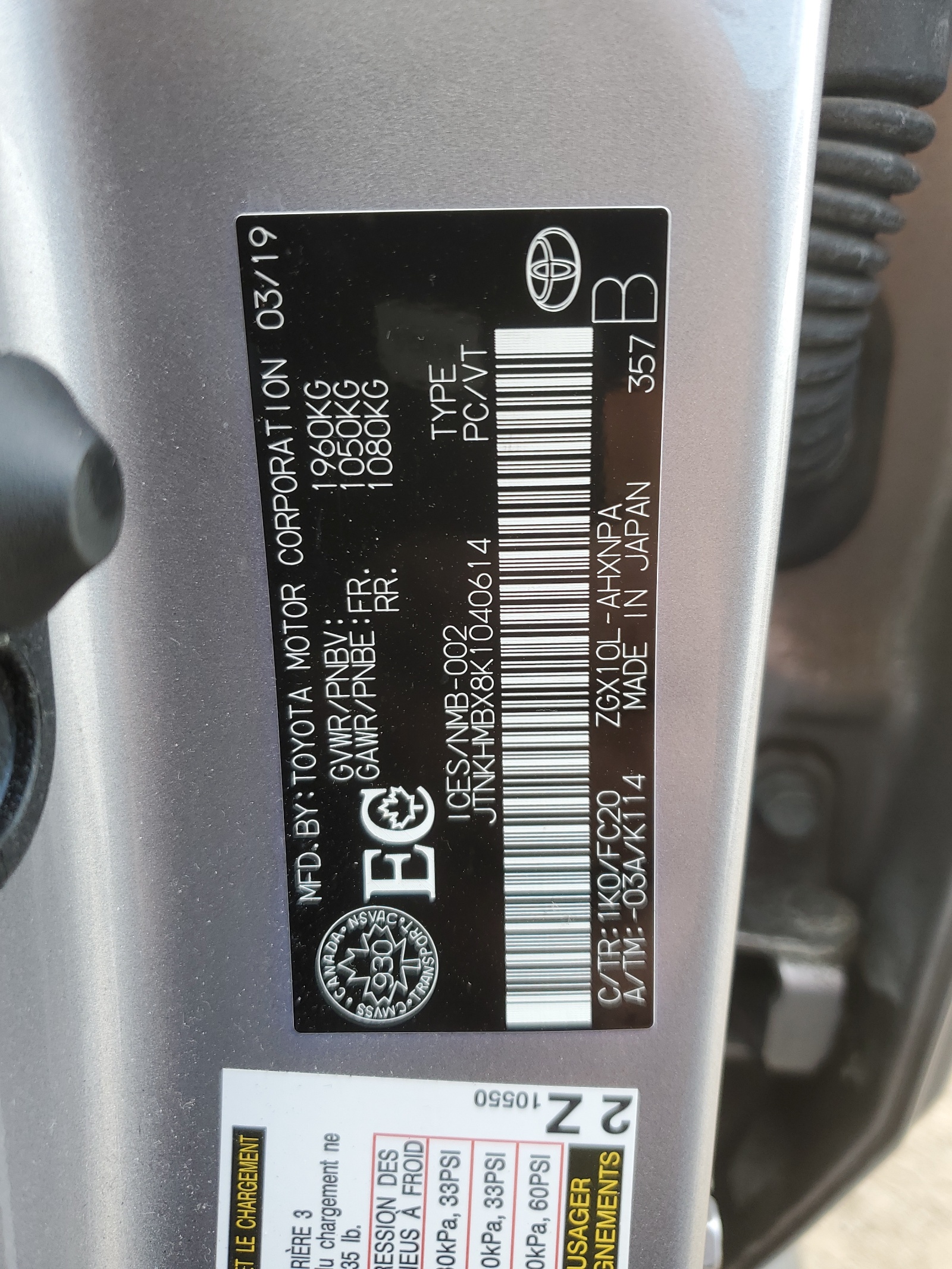 JTNKHMBX8K1040614 2019 Toyota C-Hr Xle