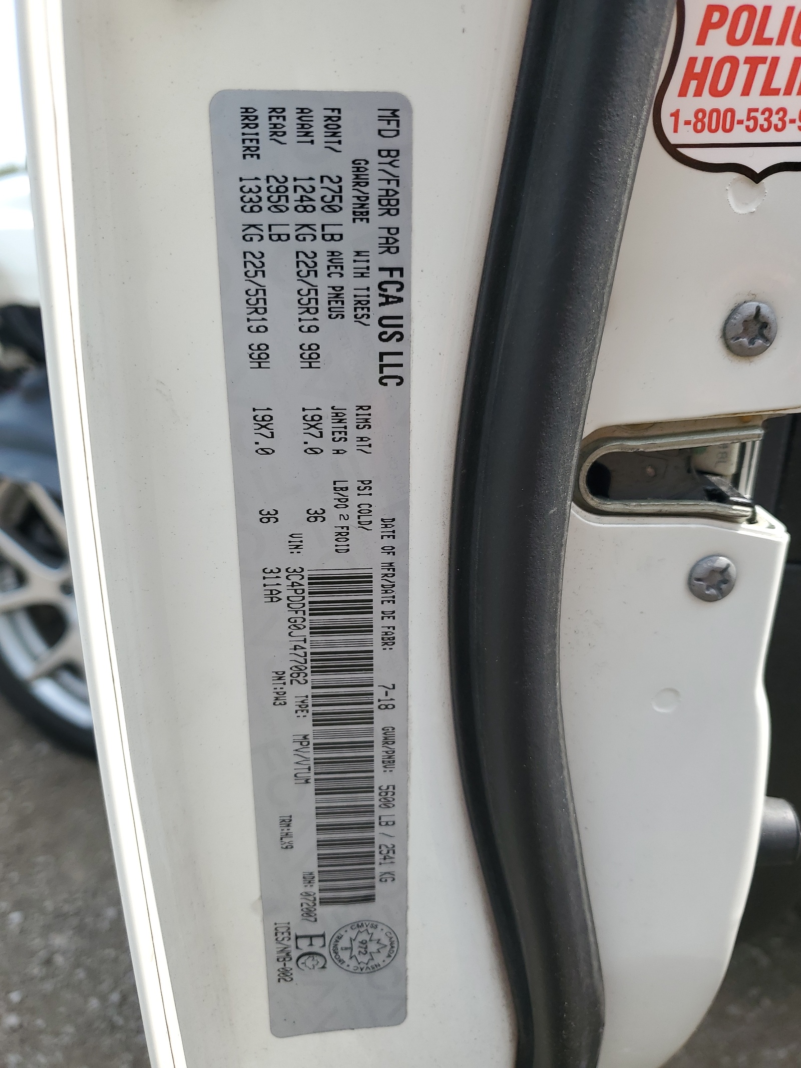 3C4PDDFG0JT477062 2018 Dodge Journey Gt