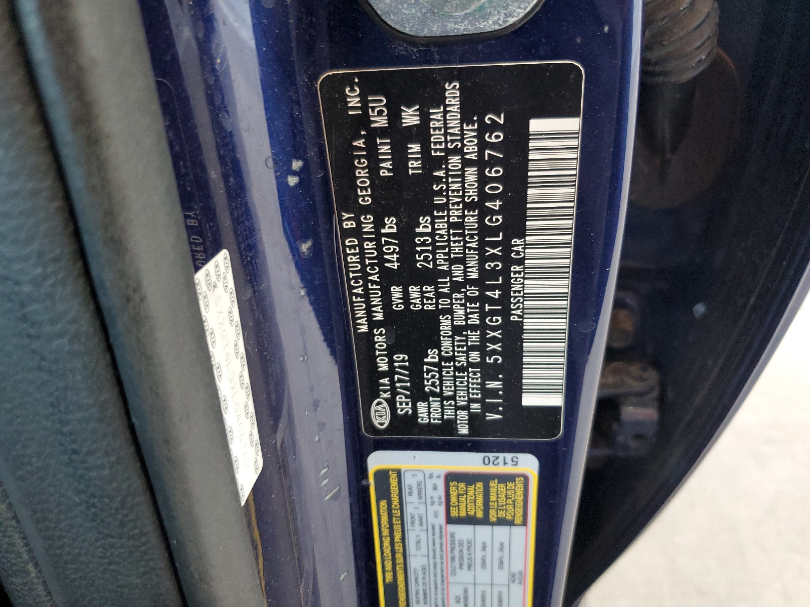 5XXGT4L3XLG406762 2020 Kia Optima Lx