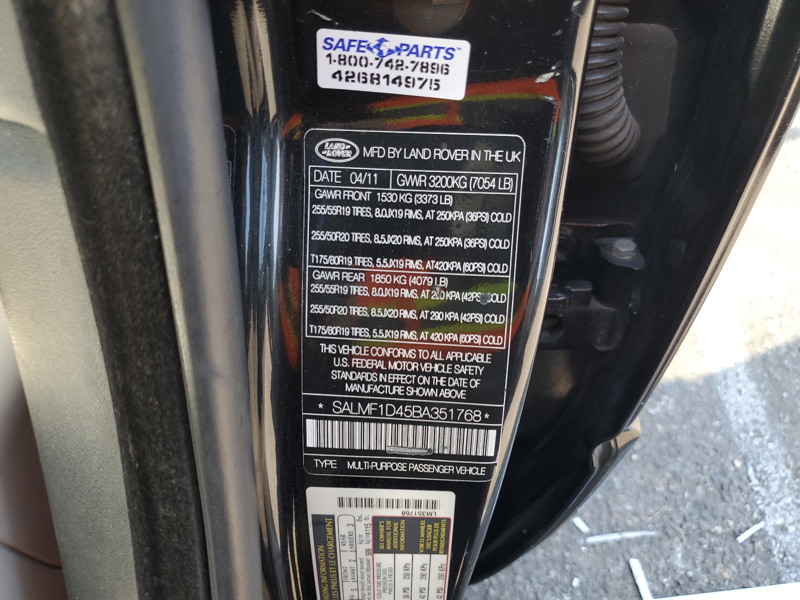 SALMF1D45BA351768 2011 Land Rover Range Rover Hse Luxury