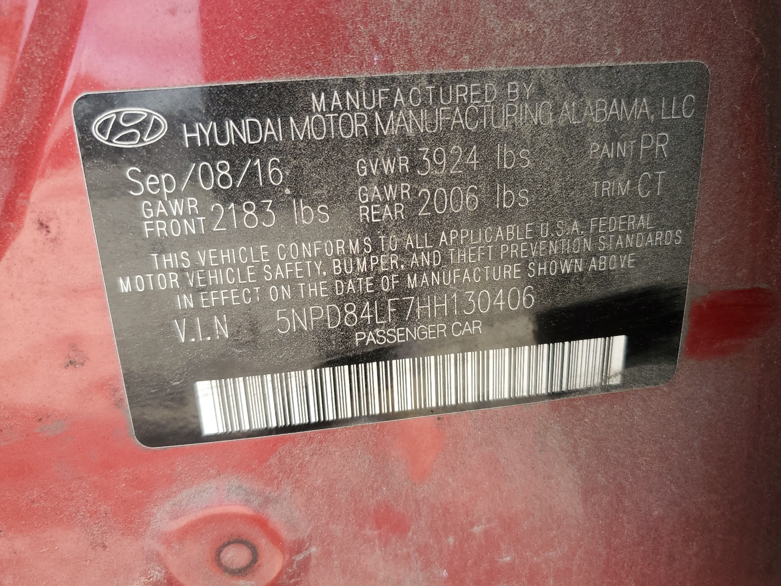 5NPD84LF7HH130406 2017 Hyundai Elantra Se