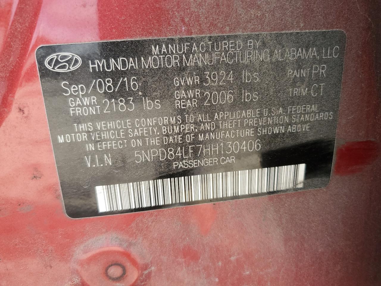 2017 Hyundai Elantra Se VIN: 5NPD84LF7HH130406 Lot: 61874894