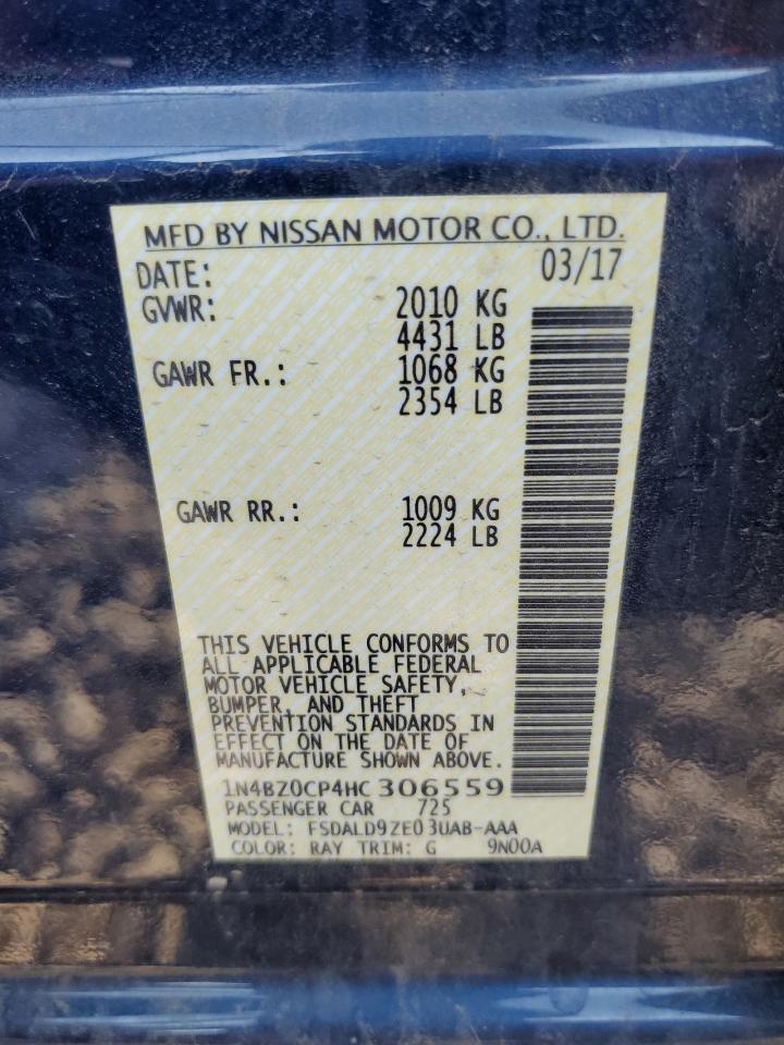 2017 Nissan Leaf S VIN: 1N4BZ0CP4HC306559 Lot: 64473054