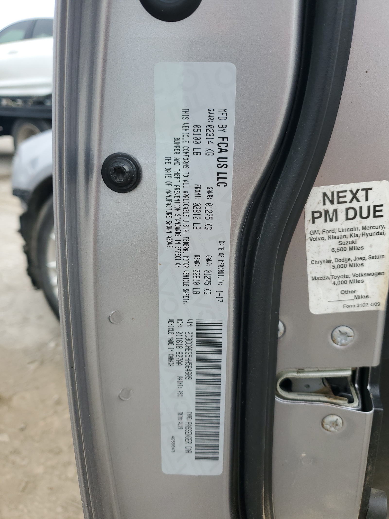 2C3CCAEG5HH564609 2017 Chrysler 300C