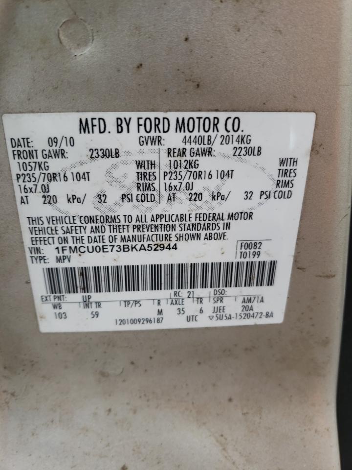 2011 Ford Escape Limited VIN: 1FMCU0E73BKA52944 Lot: 65042954