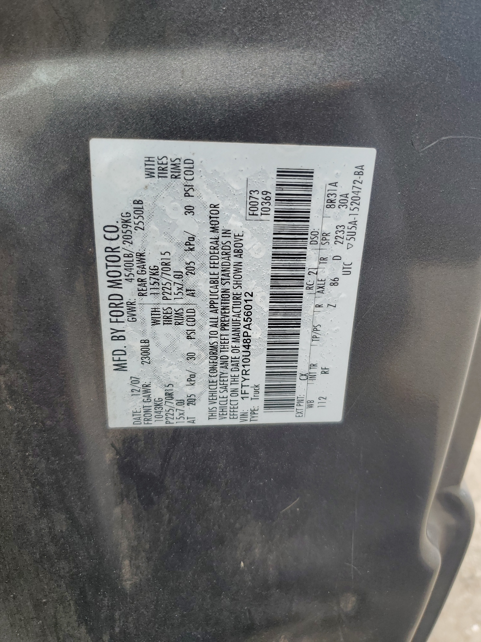 1FTYR10U48PA56012 2008 Ford Ranger