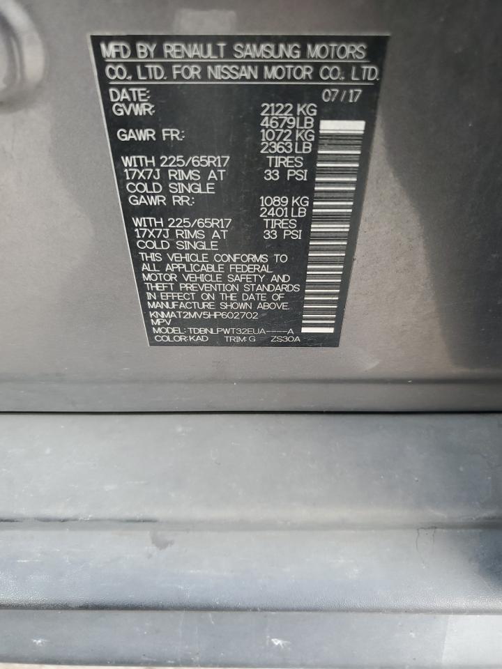 2017 Nissan Rogue S VIN: KNMAT2MV5HP602702 Lot: 64512504