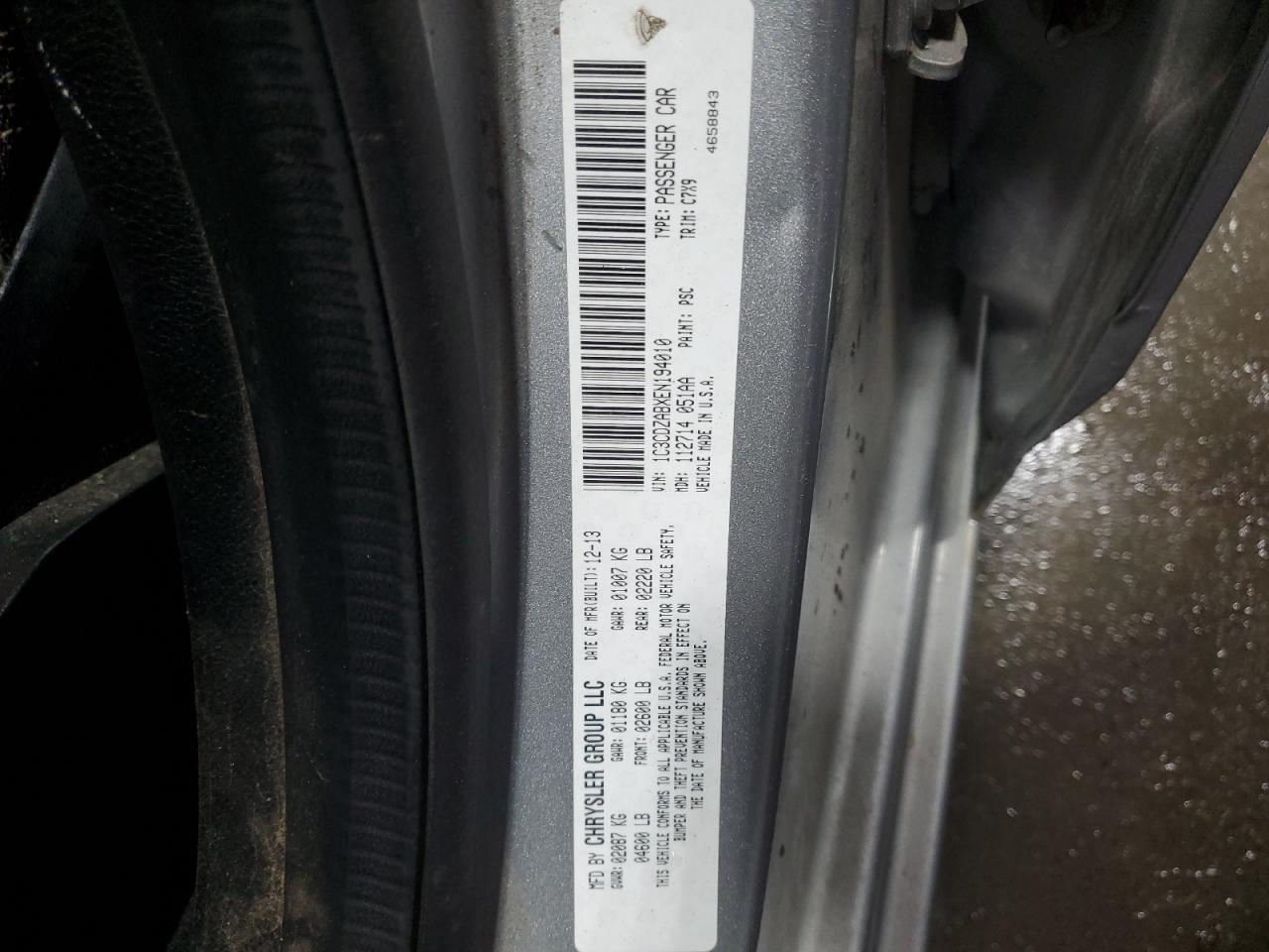 2014 Dodge Avenger Se VIN: 1C3CDZABXEN194010 Lot: 63705904