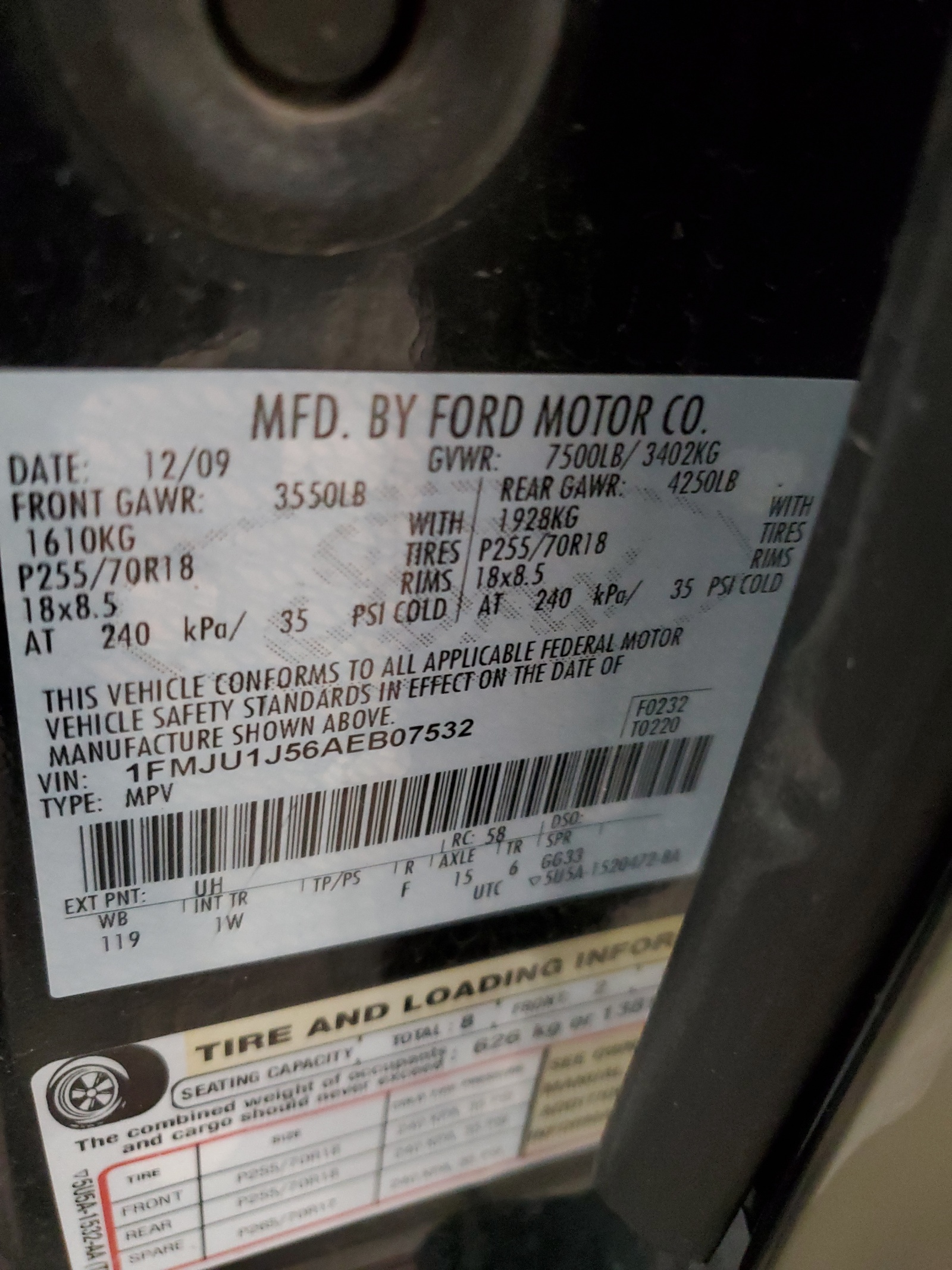 1FMJU1J56AEB07532 2010 Ford Expedition Eddie Bauer