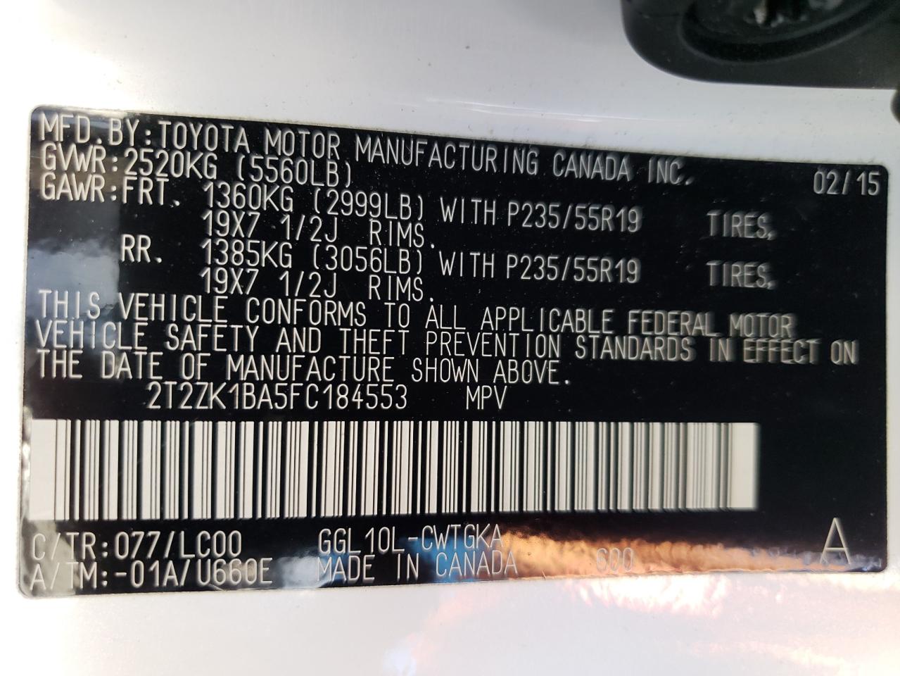 2T2ZK1BA5FC184553 2015 LEXUS RX - Image 14