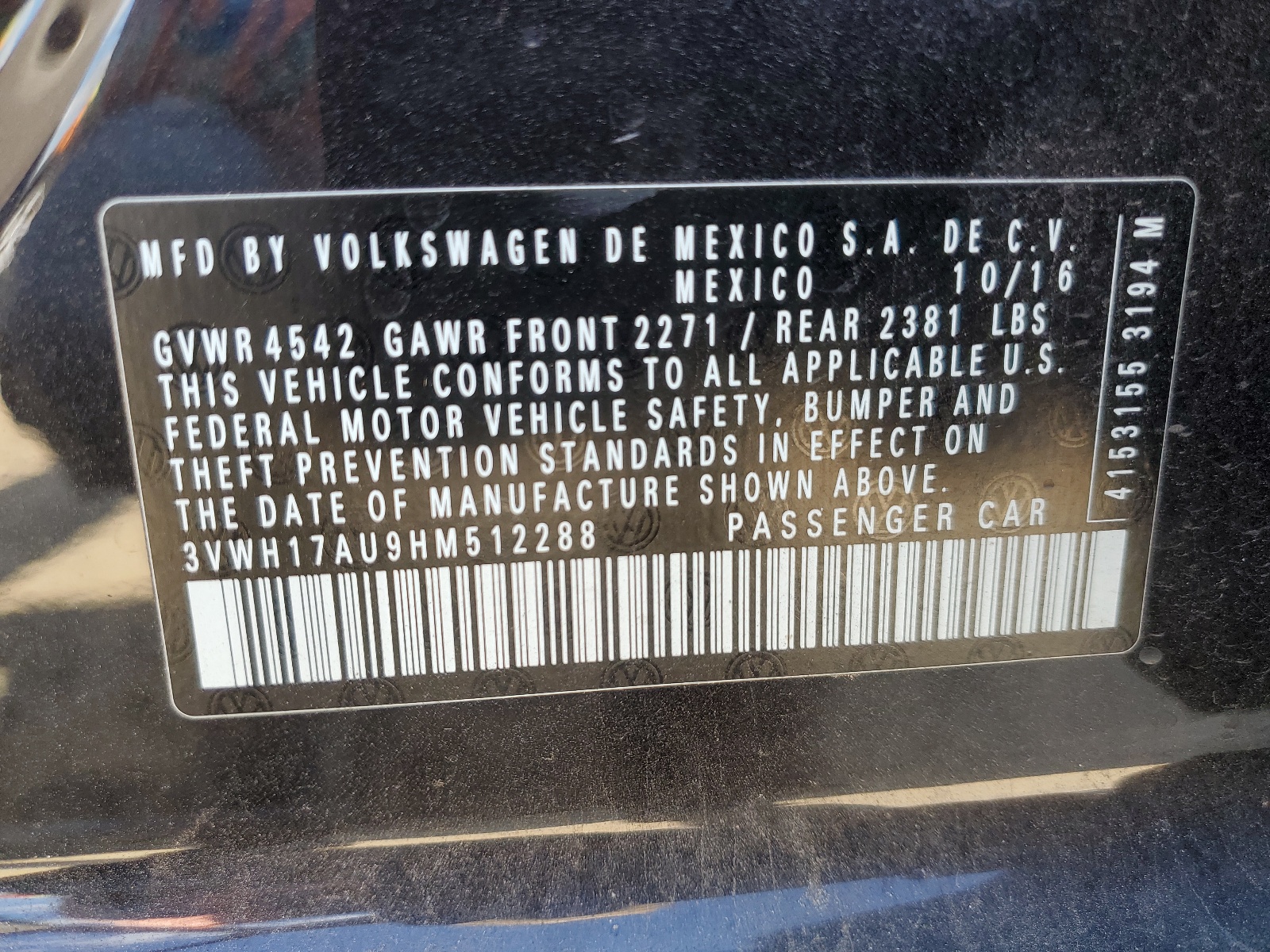 3VWH17AU9HM512288 2017 Volkswagen Golf Alltrack S